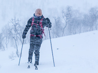 Skiing through a snow storm in December