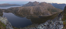 View from Bruna - the mountain drops all the way down to Storvatnet here. You can just about see my car, parked next to the lake at the bend in the road