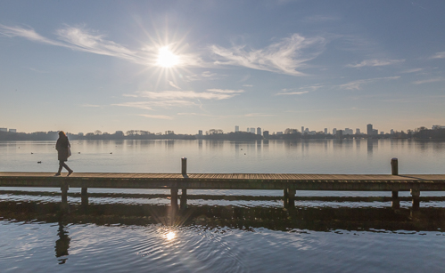 The jetty at the Kralingse Plas - I love the view towards Rotterdam from here