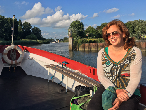 My sister on the boat