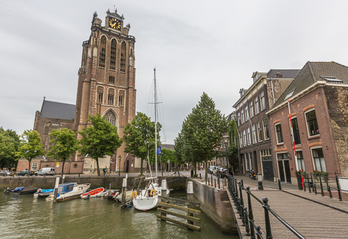 The church and part of the harbour in Dordrecht