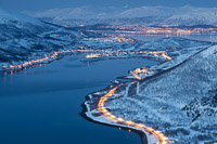 View towards Kaldfjord/Eidkjosen and (in the background) Tromsø - so pretty to see all the lights far below