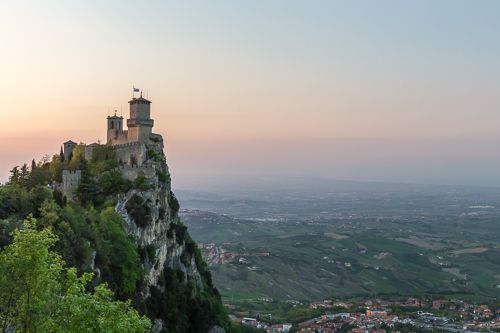 The First Tower (or Guaita fortress) at sunset