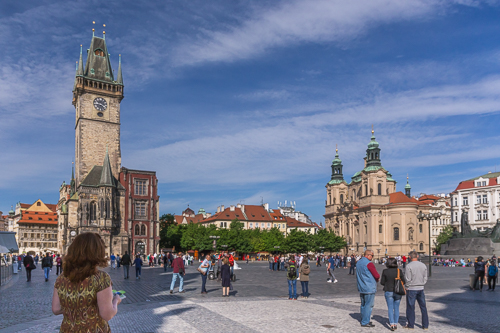 My sister on the main square in Prague