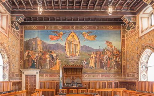 The incredibly beautiful Chamber of the Grand and General Council in Palazzo Publico (the town hall)