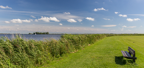 A bench by the lake