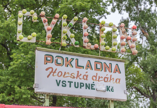 Rollercoaster sign in the weird theme park that appeared abandoned but wasn't