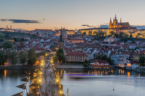 The Charles Bridge and Castle at night