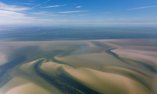 The amazing Wadden Sea with lots of sand banks showing up at low tide