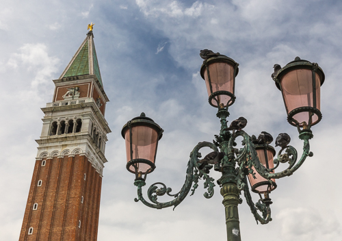 The bell tower of St Mark's Basilica on Piazza San Marco