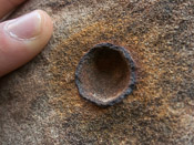 A close up of a Moqui Marble