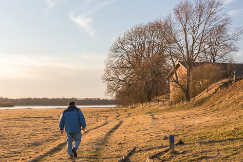 Walking in golden evening light