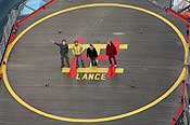 On the helicopter deck of Lance, seen from the bridge