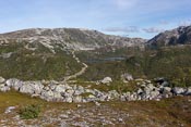 View towards Øvre and Nedre Langvatnet. The upper one is dammed and you can only just about make out the water
