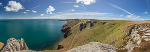 Panorama looking south - you can see there's several paths to follow, either on top of the cliffs or further down