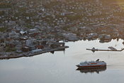 The Hurtigruten arriving to the town centre