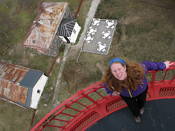 On top of Ristna lighthouse, with the cafe in the background.