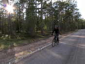 Cycling back to our cabin in the evening sun