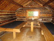 The inside of the simple cabin