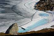 Blue meltwater on Tverrfjellvatnet